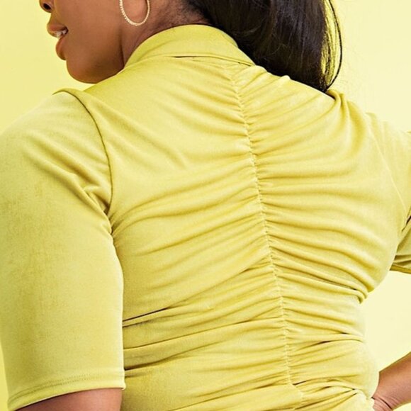 Plus Size Ruched Button-Down Bodycon Dress - Picture 3 of 3